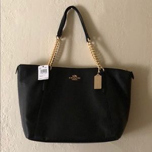 Coach Black Genuine Leather Tote bag